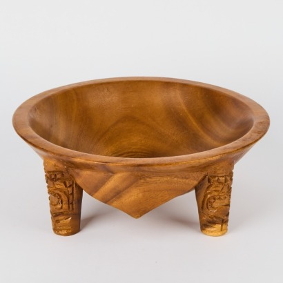 A Kava Bowl with Carved Faces to the Legs