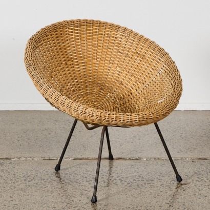 A John Crichton Blind Foundation Rattan Cane Easy Chair c.1958s