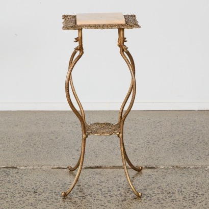 A Vintage Brass And Marble Top Victorian Plant Stand