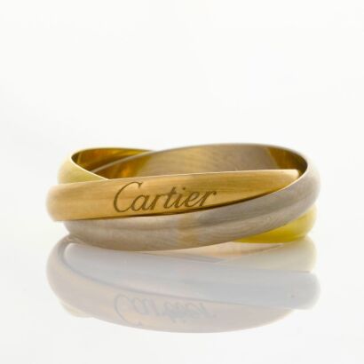 Cartier, 18ct Yellow / White / Rose Gold Trinity Ring, SIze K 1/2