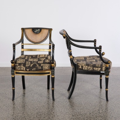 A Pair of Regency Style Elbow Chairs