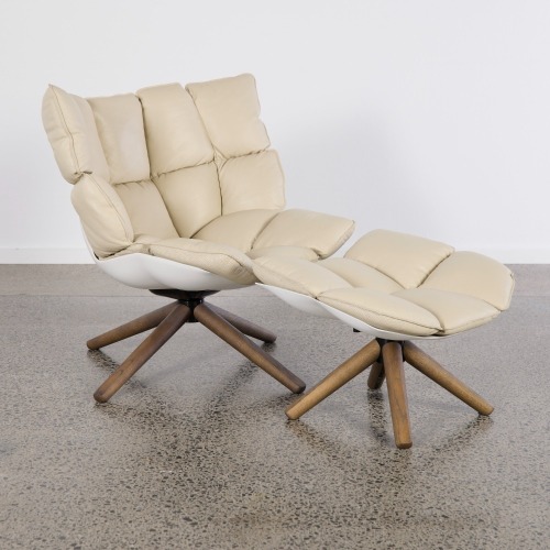 A Husk Outdoor Armchair and Footstool by Patricia Urquiola for B&B Italia