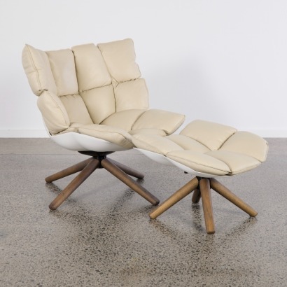 A Husk Outdoor Armchair and Footstool by Patricia Urquiola for B&B Italia