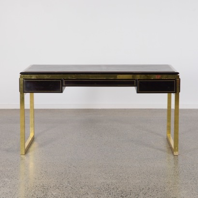 A Mid-Century Brass & Leather Top Desk in the style of Maison Jansen, France c.1950s