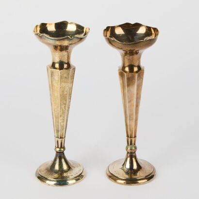 A Pair of Sterling Silver Vases