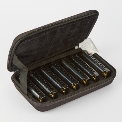 A Collection of Bluesband Hohner International Harmonica in 7 keys