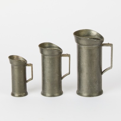 Vintage French Pewter Measuring Cups
