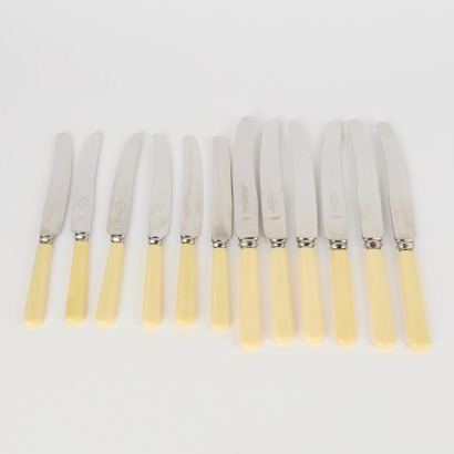 A Set of 12 Sheffield Vintage Bone Handle Knives