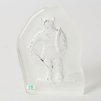 A Led Crystal Brick of a Viking by Bergdala, Sweden