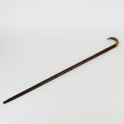 An African Ebony Wood Walking Stick with Water Buffalo Horn Handle