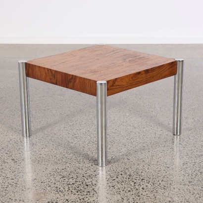 A Rosewood And Chroien Square Side Table