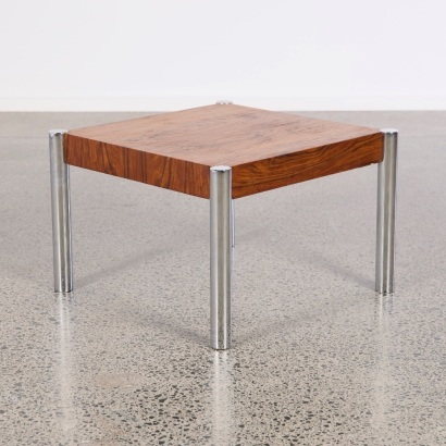 A Rosewood And Chroien Square Side Table