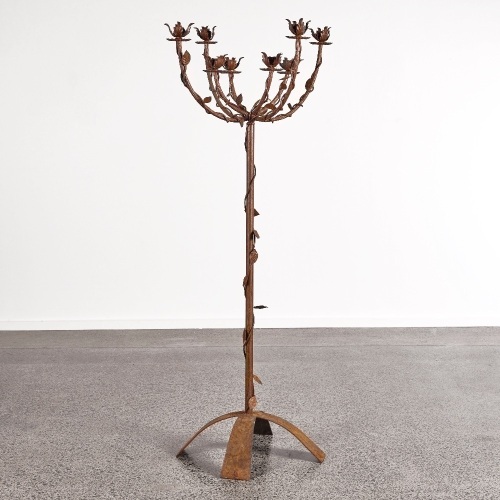 A Metal Gothic Floor Standing Candelabra