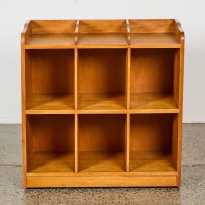 An Ex-Government Solid Rimu Set of Cubbyholes on Castors