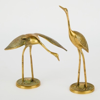 A Pair of Brass Cranes