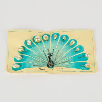 A Set of Large Vintage Czechoslovakian Pearl Hat Pins