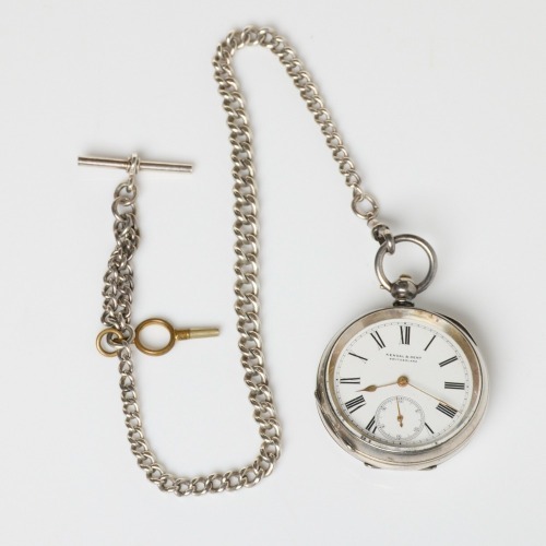 Swiss Sterling Silver, Kendal & Dent, Open-faced, Key-wound Pocket Watch, circa early 1900's