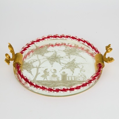 A Mid-Century Murano Mirror Tray By Ercole Barvier