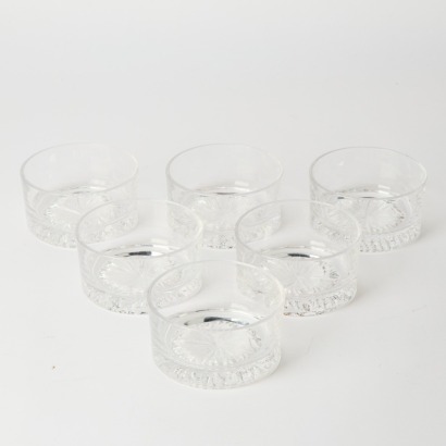 A Set of Six Sweadish Mid-Century Ice Glass Dessert Bowls
