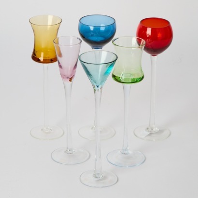 A Set of Six Tall Liqueur Glasses