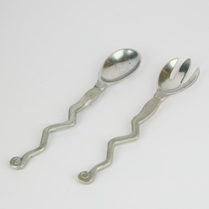 A Pair of Modernist Aluminium Salad Servers
