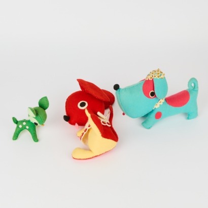 A Trio of Vintage Hand-Crafted Felt Toys