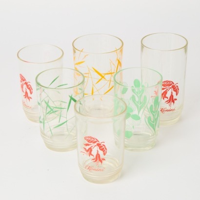 A Set of Six Patterned Drinking Glasses