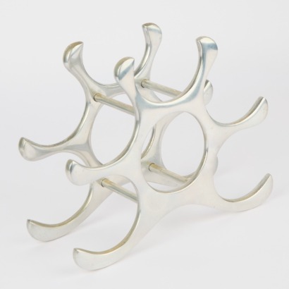A Post Modern Aluminium Six Wine Bottle Holder