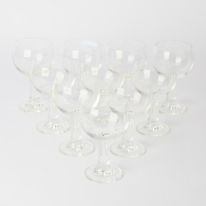 A Set of Ten Vintage Thomas Colonna Crystal Red Wine Glasses
