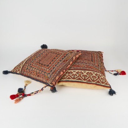 A Pair of Vintage Afghan Saddlebag Cushions