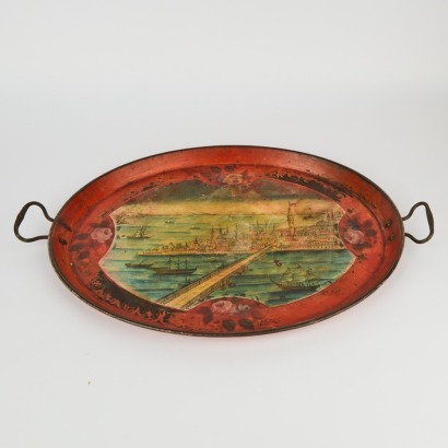 A Hand-Painted Metal Tray Istanbul 1930&rsquo;s