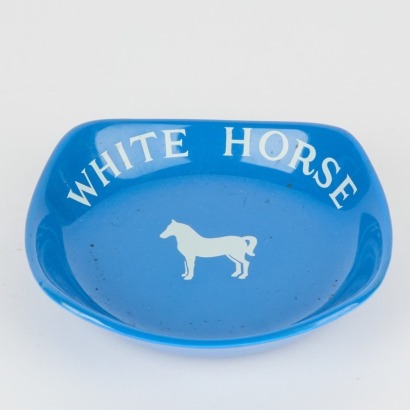 A Vinatge Blue White Horse Whisky Ashtray