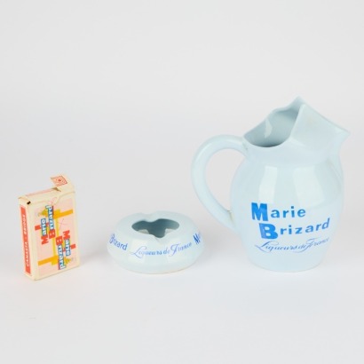 A Set of Marie Brizard Memorobilia, Pack of Cards, Ashtray and Jug