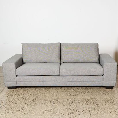 A Custom-Made 3 1/2 Seater Couch In Grey Textured Upholstery
