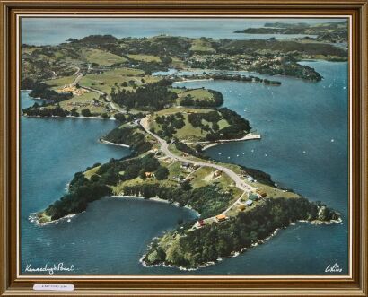A Rare Whites Aviation Waiheke Island Kennedys Point Photograph signed original frame & label verso
