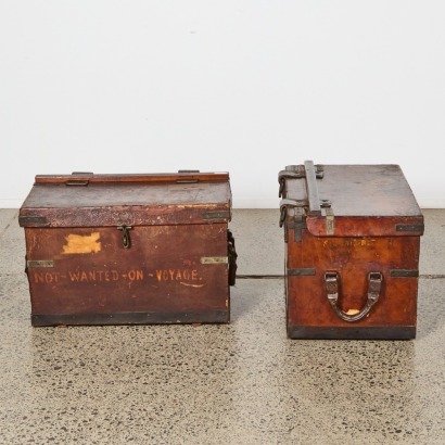 A Pair of Vintage French Campaign Luggage Cases