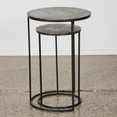 A Pair of Modern Metal Circualar Side Tables