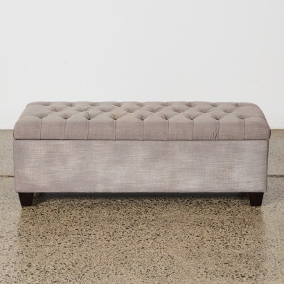 A Grey Tufted Bed-End/Storage Box