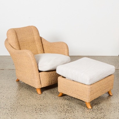 A Water Hyacinth Armchair and Footstool