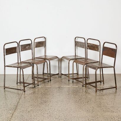 A Set of Six Vintage Steel Chairs