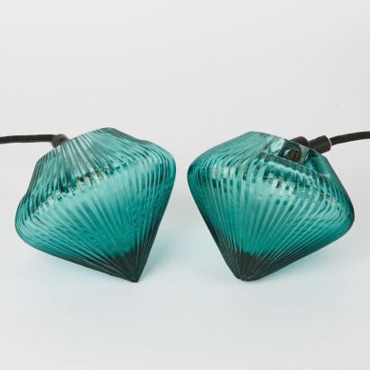 A Pair of Green Utility Tom Dixon Pendants