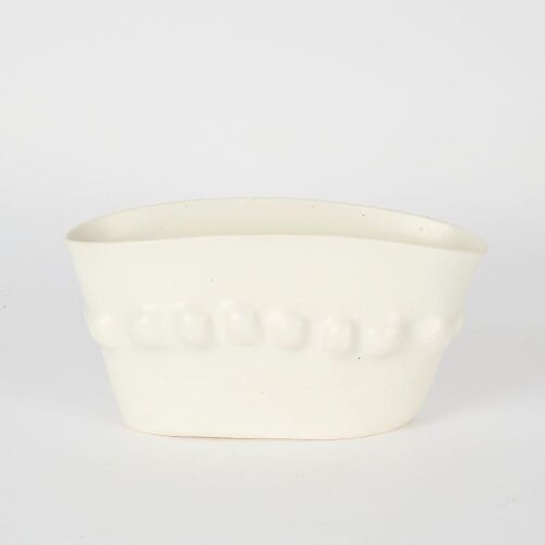 A Glazed White Clay Circle Vase By Dryburgh Pottery