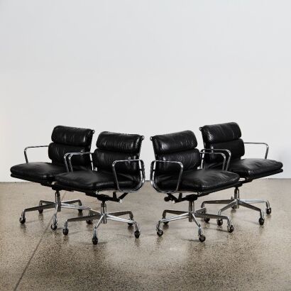 A Set of Four Charles & Ray Eames 'Soft Pad' Management Chairs by Herman Miller