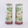 A Pair of Chinese Early 20th Century Republic Period Famille-rose &lsquo;Eight Horses&rsquo; Brush Pots (Qianlong Mark in Enamel)