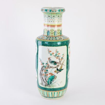 A Chinese 19th Century Qing Dynasty Famille-verte &lsquo;Bird and Flower&rsquo; Vase