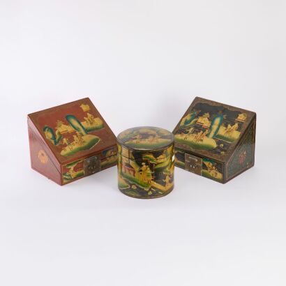 A Group of Three Chinese Late 19th Century Lacquered Boxes