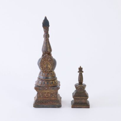 A Set of Two Late 19th Century Chinese Tibetan Stupas