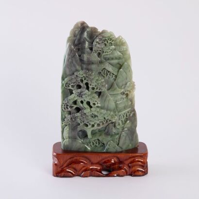 A Chinese Old Jade Carving of a Landscape Scene