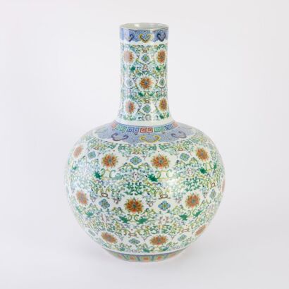 A Chinese Doucai &lsquo;Lingzhi and Lotus&rsquo; Tianqiuping (Qing Dynasty Qianlong Mark)