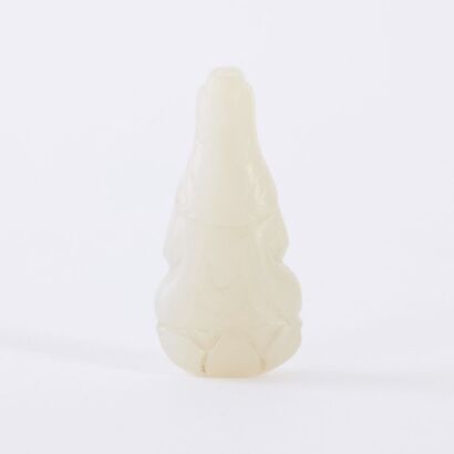 A Chinese Old White Jade Carving of Guanyin